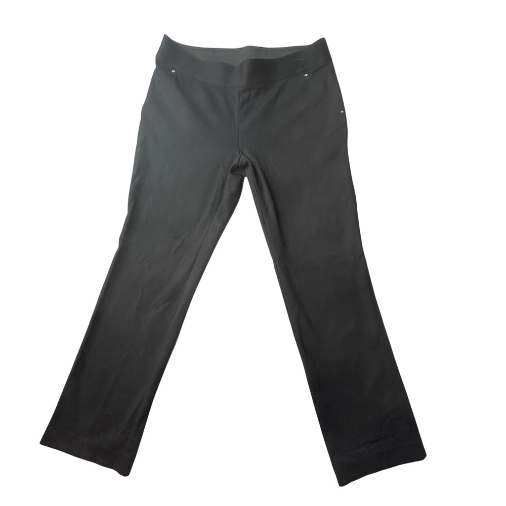INC Pants Womens 10PS Petite Pull On Black Straight Leg Rhinestone Zip Pocket